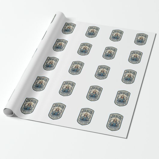 Jesus Stickpatch sieht Jesus besticktes Patch Geschenkpapier (Ungerollt)