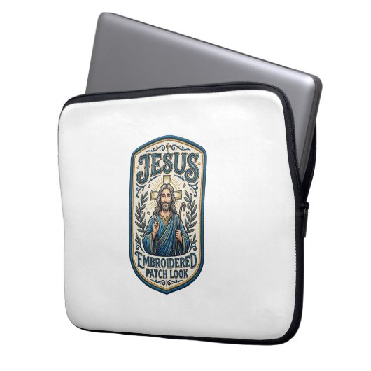 Jesus Stickpatch sieht Jesus besticktes Patch Laptopschutzhülle (Vorderseite Links)