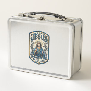 Jesus Stickpatch sieht Jesus besticktes Patch Metall Brotdose