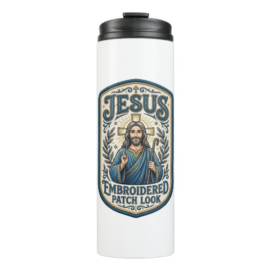 Jesus Stickpatch sieht Jesus besticktes Patch Thermosbecher (Vorderseite)
