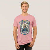 Jesus Stickpatch sieht Jesus besticktes Patch Tri-Blend Shirt (Vorderseite voll)