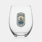 Jesus Stickpatch sieht Jesus besticktes Patch Weinglas Ohne Stiel (Rückseite)