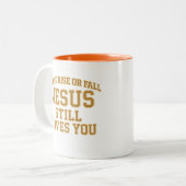 Jesus Still Loves You Design Zweifarbige Tasse (Vorderseite Links)