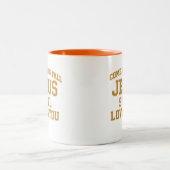 Jesus Still Loves You Design Zweifarbige Tasse (Mittel)