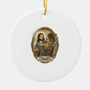 Jesus stürzt Partyturm Jenga Spiel Fail Humor_1 Keramik Ornament