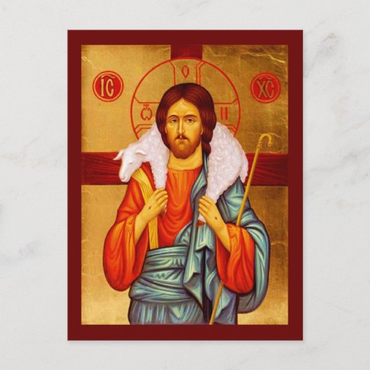 Jesus Sucher verlorener Schafe Postkarte (Vorderseite)