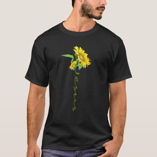 Jesus Sunflower Faith Cross Christianisierung Reli T-Shirt (Vorderseite)
