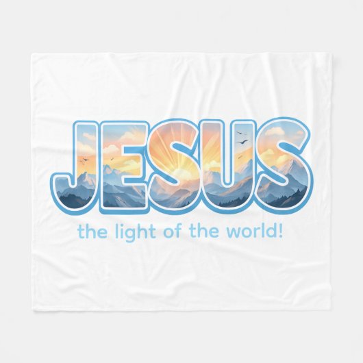 Jesus Sunrise Fleecedecke (Vorderseite (Horizontal))