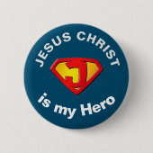 Jesus Super Hero Christlich Button (Vorderseite)