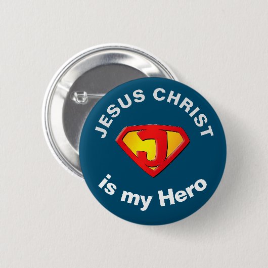 Jesus Super Hero Christlich Button (Vorne & Hinten)