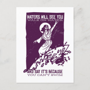 Jesus Surf Funny Zitat Postkarte