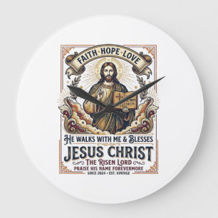 Jesus-Surf-T-Shirt Inspirierender Glaube Große Wanduhr