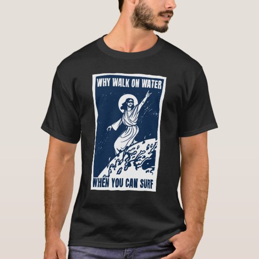 Jesus Surfen Christlicher Spaß T-Shirt (Vorderseite)