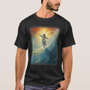 Jesus Surfer Himmel Wellenreiten Christliches Surf T-Shirt