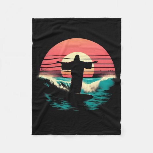 Jesus Surfing On Water - Funny Christian Religious Fleecedecke (Vorderseite)