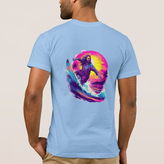 Jesus surft mit dir durch die Wellen des Lebens T-Shirt (Rückseite)