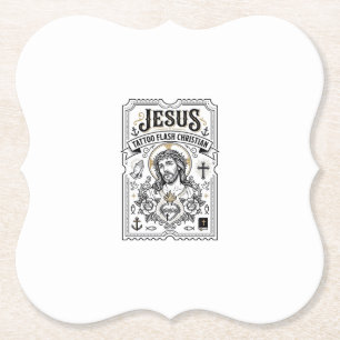 Jesus Tattoo-Flash Christliches Jesus-Tattoo-Flash Untersetzer
