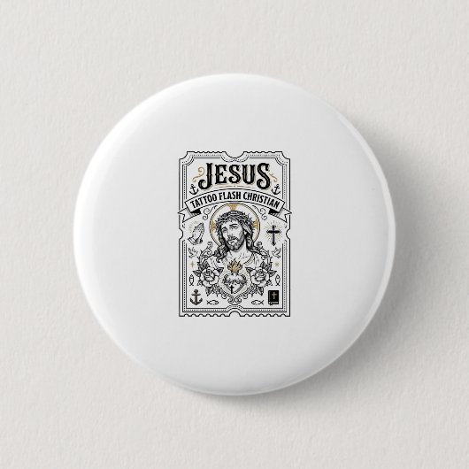 Jesus Tattoo Vorlage Christlich Jesus Tattoo Vorla Button (Vorderseite)
