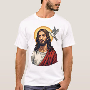 Jesus-Taube-Heiligenschein Vintage-Engraving-Shirt T-Shirt