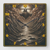Jesus taucht aus Wolken über serenen Gewässern auf Quadratische Wanduhr (Vorderseite)