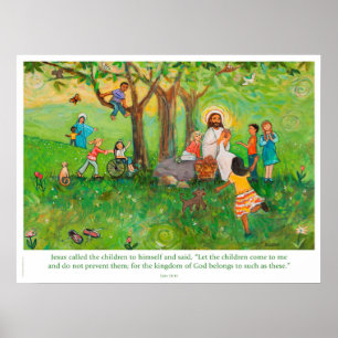 Jesus teilt Gemeinschaft mit Kinderplakat Poster