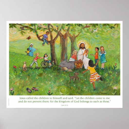 Jesus teilt Gemeinschaft mit Kinderplakat Poster (Vorne)