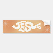 Jesus Text in Fisch Form Orange Hintergrund Autoaufkleber (Vorne)