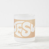 Jesus Text in Fisch Form Orange Hintergrund Mattglastasse (Mittel)