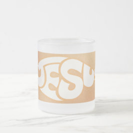 Jesus Text in Fisch Form Orange Hintergrund Mattglastasse