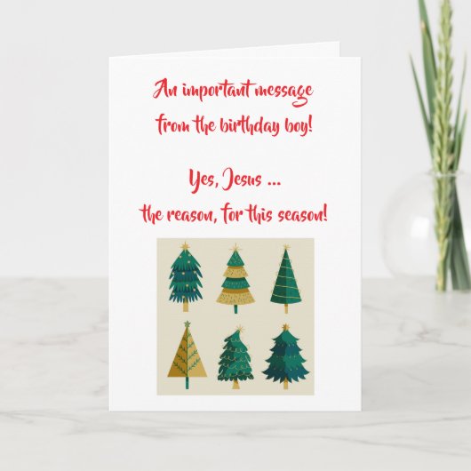 Jesus the Birthday Boy Christmas Card Karte (Vorderseite)