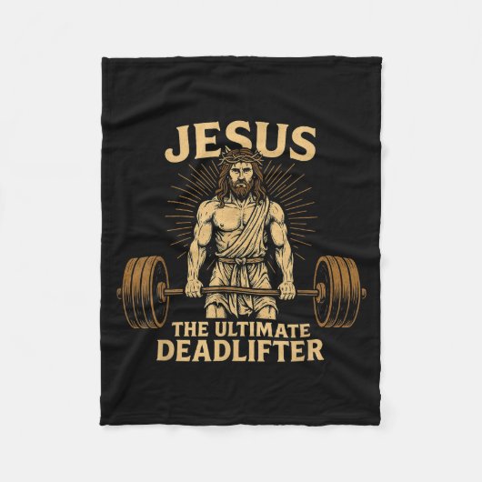 Jesus The Deadlifter Christian Fitness  Fleecedecke (Vorderseite)