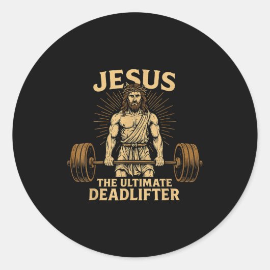 Jesus The Deadlifter Christian Fitness  Runder Aufkleber (Vorderseite)