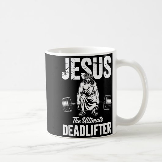 Jesus The Deadlifter Funny Christian Gym Pun Kaffeetasse (Rechts)