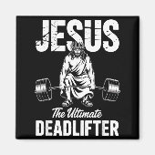 Jesus The Deadlifter Funny Christian Gym Pun Magnet (Vorne)