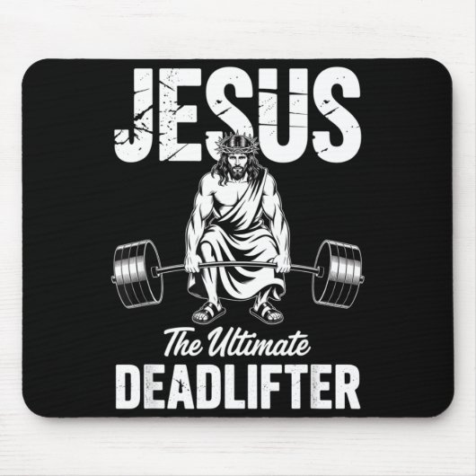 Jesus The Deadlifter Funny Christian Gym Pun Mousepad (Vorne)