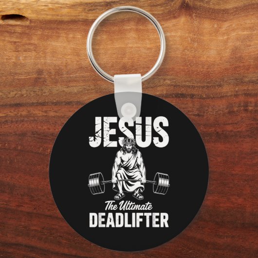Jesus The Deadlifter Funny Christian Gym Pun Schlüsselanhänger (Vorderseite)