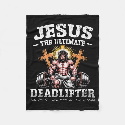 Jesus The Deadlifter - Jesus Deadlifting Christian Fleecedecke (Vorderseite)