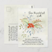 JESUS The Greatest Gift of All John 3:16 Christmas Postkarte (Vorne/Hinten)