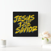 JESUS THE SAVIOR QUADRATISCHE WANDUHR (Zuhause)
