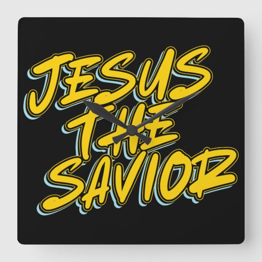 JESUS THE SAVIOR QUADRATISCHE WANDUHR (Vorderseite)