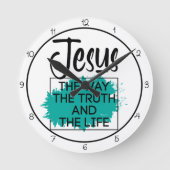 Jesus The Way The Truth And The Life Graphic Runde Wanduhr (Vorderseite)