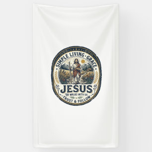 Jesus Tiny House Langsames Leben Vintage Banner