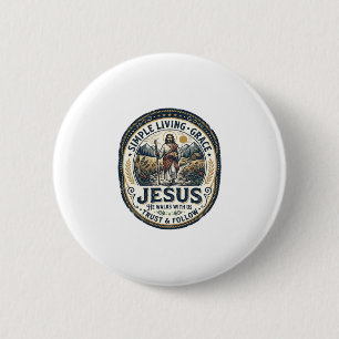 Jesus Tiny House Langsames Leben Vintage Button
