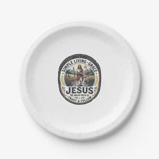 Jesus Tiny House Langsames Leben Vintage Pappteller (Vorderseite)