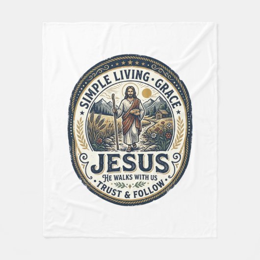 Jesus Tiny House Slow Living Vintage Fleecedecke (Vorderseite)