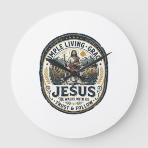 Jesus Tiny House Slow Living Vintage Große Wanduhr