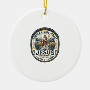 Jesus Tiny House Slow Living Vintage Keramik Ornament