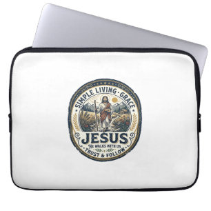 Jesus Tiny House Slow Living Vintage Laptopschutzhülle