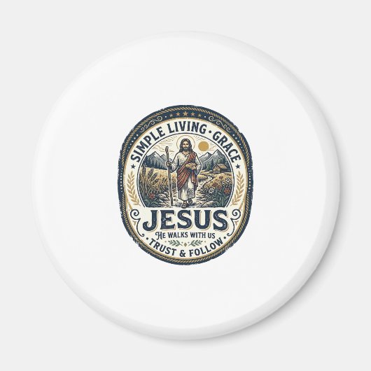 Jesus Tiny House Slow Living Vintage Magnet (Vorne)
