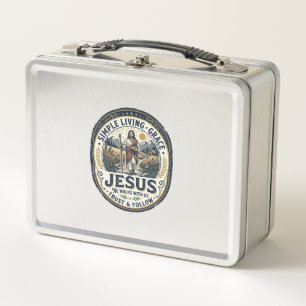 Jesus Tiny House Slow Living Vintage Metall Brotdose